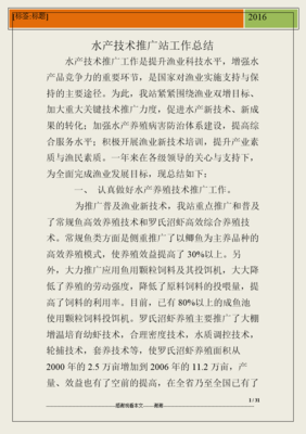 水產(chǎn)技術推廣站年度工作總結(jié) 深化技術推廣，助力產(chǎn)業(yè)增效